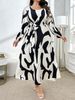 Women's Clothing Plus Size Spring/Summer Short-Sleeved Fashion Dress Waist Cinching Style Printed Design_ecoleips.com