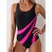 Women's Clothing Sports Competitive Swimsuit Color Matching One Piece Backless_ecoleips.com
