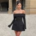 Women's Slim Long Sleeve Dress European And American Style Autumn Fashion Temperament Backless One Shoulder Tube Top A-Line Female Clothing_ecoleips.com