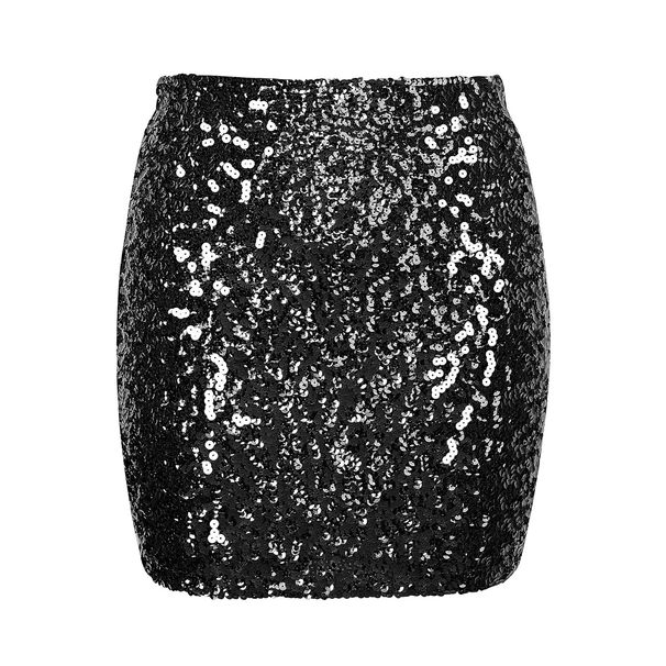 Women's Clothing Street Fashion Sexy Sequined Half Length Hip Skirt Hot Girl Nightclub Color Matching High Waist Slim Short Skirt_ecoleips.com