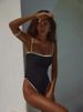 Women's Clothing One Piece Black And White Contrast Swimsuit Female Small Fragrance Style Bikini One Piece Swimsuit_ecoleips.com
