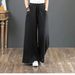 Suitable For All Seasons 2025 Spring Summer Literary Cotton Women's Loose Plus Size Wide Leg High Waist Floor-Length Straight Long Linen Pants_ecoleips.com