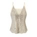 Women's Sequin V-Neck Sleeveless Camisole Top for Party Night out Versatile Styling Flattering Silhouette plus Size Clothes_ecoleips.com