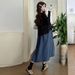 Spring New Fashion Outfit 2-Piece Denim Maternity Dress_ecoleips.com