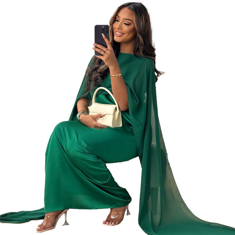 Foreign Trade Muslim Clothing, Round-neck Loose-fitting Long Middle Eastern Robe, Chiffon Dress, European And American_ecoleips.com