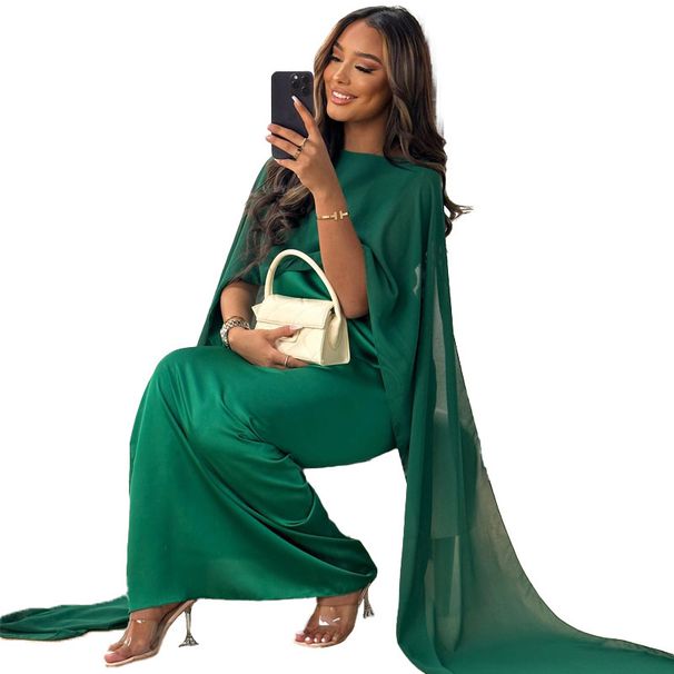 Foreign Trade Muslim Clothing, Round-neck Loose-fitting Long Middle Eastern Robe, Chiffon Dress, European And American_ecoleips.com
