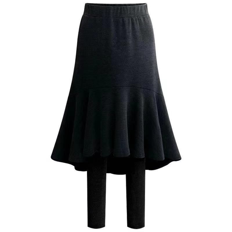 K New Fish Tail Skirt Fake Two Piece Bottom Pants Skirt Thickened One Piece Pants Warm Tight Pants_ecoleips.com