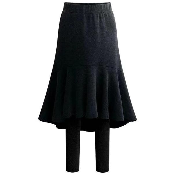 K New Fish Tail Skirt Fake Two Piece Bottom Pants Skirt Thickened One Piece Pants Warm Tight Pants_ecoleips.com