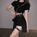 Spicy Workwear Half Skirt Women BF Style Hip Hop Street Drag Queen Disco Cool Girl Outfit Pure Desire Top Set_ecoleips.com