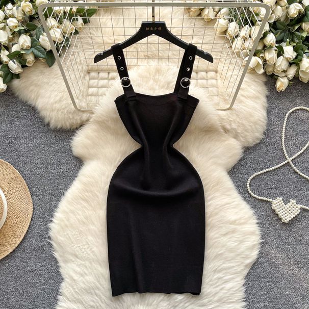 New Sexy Backless Lace Solid Knitted Buttons Summer Dress Women Black Mini Party Dress Bodycon Sheath Night Club Outfits_ecoleips.com