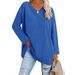 2026 Women's T Shirt, New Color Loose Drop Shoulder Sleeve V Neck Women's Top_ecoleips.com