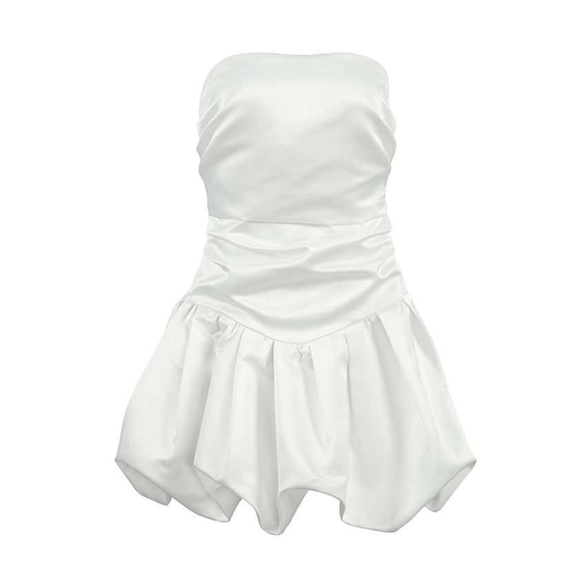 Women's Clothing Autumn And Winter White Fashion Thick Matte Satin Top Sexy Design Slim Fit Flower Bud Dress_ecoleips.com