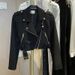 Women’s Clothing Korean fashion hardware zipper short suit collar jacket slim fit long sleeve motorcycle jacket_ecoleips.com