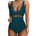 High Waisted One Piece Swimsuit For Women Sexy Tight Fitting Hollow Out Swimwear_ecoleips.com