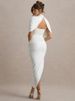 Mozision Half Sleeve Backless Ruched Sexy Maxi Dress Women Summer New Turtleneck Slim High Waist Evening Club Party Long Dress_ecoleips.com