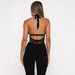 European American Style Halter Neck Deep V Cutout Backless Bodysuit, Sheer Slim Fit, Suitable For Both Inner And Outer_ecoleips.com