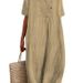 Spring Summer New Women's Casual Dress Slimming Versatile Hot Selling Solid Color Cotton Linen_ecoleips.com