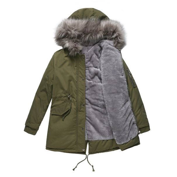 Cross Border Ouma Parka Coat Cotton Coat Mid Length Hooded Winter Warm Plus Fleece Coat Plus Cotton Padded Coat 2023_ecoleips.com