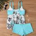 New European And American Foreign Trade Swimwear For Women, Sexy Printed Strap Tankini With Split-style Boxer Shorts,_ecoleips.com