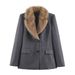 Faux Fur-Trimmed Blazer Jacket For Women – Trendy Streetwear Coat With Tailored Fit (XS/S/M/L, Grey)_ecoleips.com