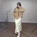 Verve New Muslim Loose Long Sleeve Top And Color Block Skirt Set_ecoleips.com