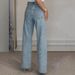 Women's High-Waisted Straight-Leg Rhinestone Jeans, Stretch Denim Pants With Crystal Studs For A Chic Look_ecoleips.com