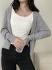 V-Neck Single Breasted Knitted Cardigan Solid Color Sweater Women's Coat Autumn And Winter New Collection Lazy Style_ecoleips.com