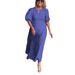 Women's Clothing Summer Macaron Color Puff Sleeve Round Neck A-Line Long Dress Style Casual Hollow Out Women's Clothing_ecoleips.com