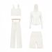 Women's Clothing Women's U Shaped Vest Hooded Jacket Shorts Straight Leg Pants Four Piece Set Slim Fit Outerwear Elastic Clothing_ecoleips.com