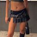Verve Fashion Street Sexy Split Rivet Leather Adjustable Waistband Cool Girl Zipper Pleated Short Skirt_ecoleips.com