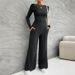 Autumn/Winter Women's Y2k Slim Fit Long-Sleeved Top With Wide-Leg Pants Set_ecoleips.com