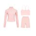 Women's 3-Piece Slim-Fit Workout Set – Cropped Stand Collar Jacket + Y-Back Tank + 5" Shorts – Seamless Gym Yoga Athleisure Outfit_ecoleips.com