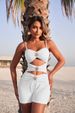 Women's Slim Fit One Piece Swimsuit 2026 European And American Fashion Sexy Solid Color with Metallic Accessories_ecoleips.com
