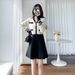 K New Women's Dress With Temperament Splicing Knitted Dress Color Collision A-line Skirt_ecoleips.com