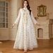 Women's European American Style Patchwork Long Dress Embroidered Robe Foreign Trade 4154 Cross Border Muslim Fashion_ecoleips.com