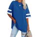 2025 Cross-Border Women's Tops European And American Loose-Fit Half-Sleeve Round Neck Color-Block Waist-Cinching_ecoleips.com