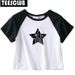Y2K Star Crop Top Summer Fashion Unique Pentagram Navel-Revealing Short T-shirt For Women_ecoleips.com