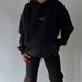 Women's Clothing Fleece Hoodie & Jogger Set - Long Sleeve Thickened Sweatshirt & Pants Outfit, Casual Letter Print Two-Piece (Black, Dark Gray, Blue)_ecoleips.com