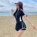 Women's Conservative One Piece Swimsuit 2025 Style Covers Tummy Slimming Student Style for Small Chests Spring Hot Summer_ecoleips.com