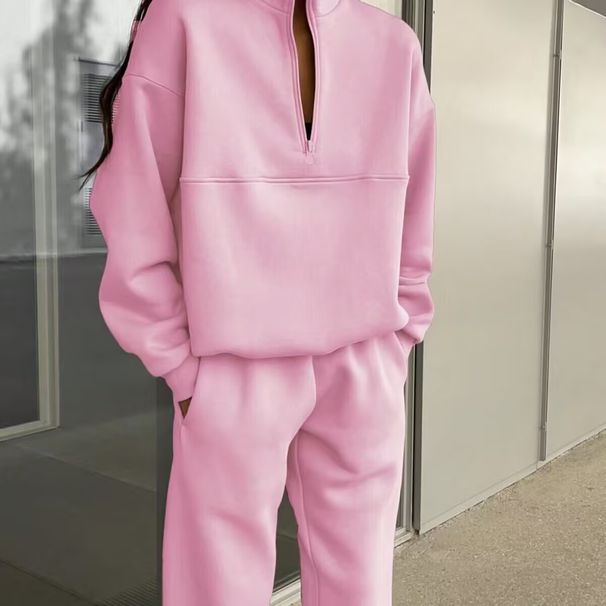 Women's Thickened Hoodie & Jogger Set - Casual Long-Sleeve Lounge Wear, Versatile Two-Piece Outfit For Spring & Fall_ecoleips.com