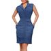 Women's Clothing Elegant Solid Color High Waist Sleeveless Shirt Collar Button One Step Skirt With Belt_ecoleips.com