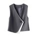 Women's Grey Suit Vest Korean Style Layered Short Sleeveless Elegant Outerwear for Spring/Autumn 2026 New Fashion_ecoleips.com