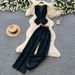 Retro European American Denim Two Piece Set Sleeveless Vest High Waisted Pants Slimming Fit Women's Clothing_ecoleips.com