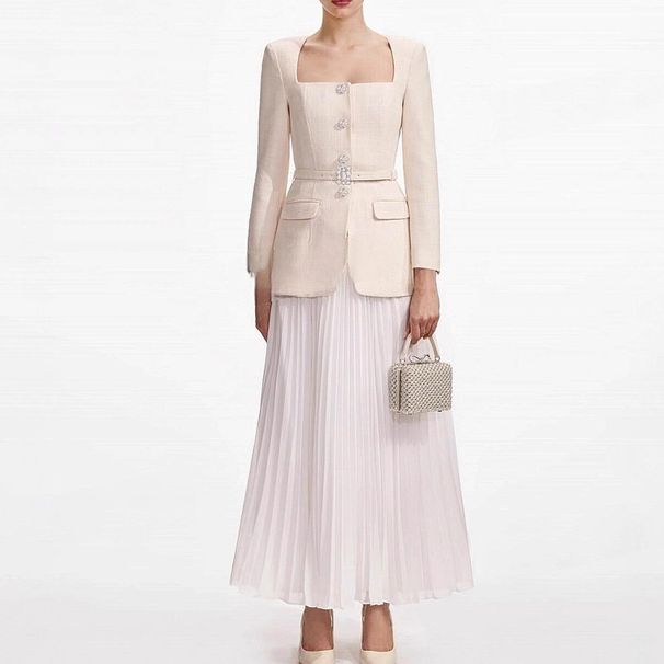 Voya 2025 Autumn Winter New Vietnamese Niche French Light Women's Two-Piece Spliced Chiffon Dress_ecoleips.com