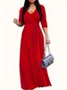 Women Sexy Bodycon Beach Bohemian Maxi Splicing Floral Print Dress For Women Casual Summer Sundress V-Neck 3/4 Sleeve_ecoleips.com