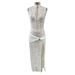 Hot Selling New Sexy And Fashionable Lace Hollow Out High Slit Slim Fit Sleeveless Dress For Women_ecoleips.com