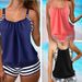 Women's Clothing Split Large Size Swimsuit Women's Printed Boxer Briefs Conservative Tankini Swimsuit_ecoleips.com