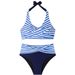 Sexy Striped Bikini Set - High-Quality Polyester & Spandex Mix, Push-Up Padded (Floral Print, S-Xl)_ecoleips.com
