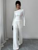 Women's Elegant Two Piece Set Long Sleeved T-Shirt And Straight Leg Pants E-commerce Autumn/Winter Fashion_ecoleips.com