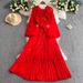 Women's Clothing Elegant French High End Dress With Heavy Beaded Three-Dimensional Flower Straps Waist Hugging Drape Large Swing Pleated Long Skirt_ecoleips.com